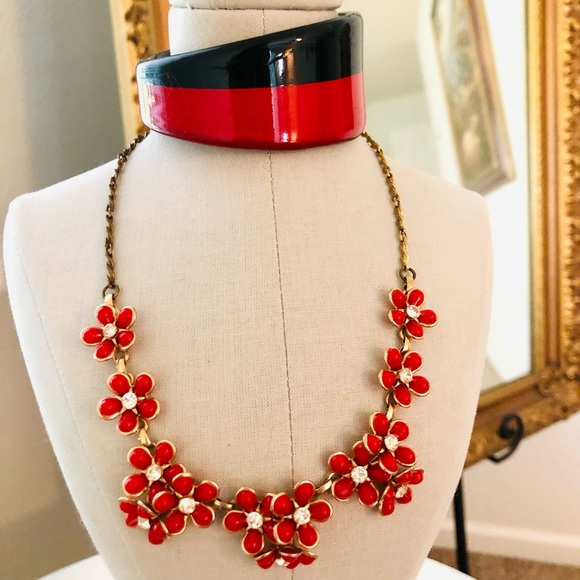 Vintage Red Flower Necklace & Retro Jewelry Lot - Picture 4 of 16